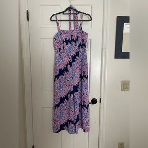 Lilly Pulitzer Spaghetti strap navy and pink jumpsuit